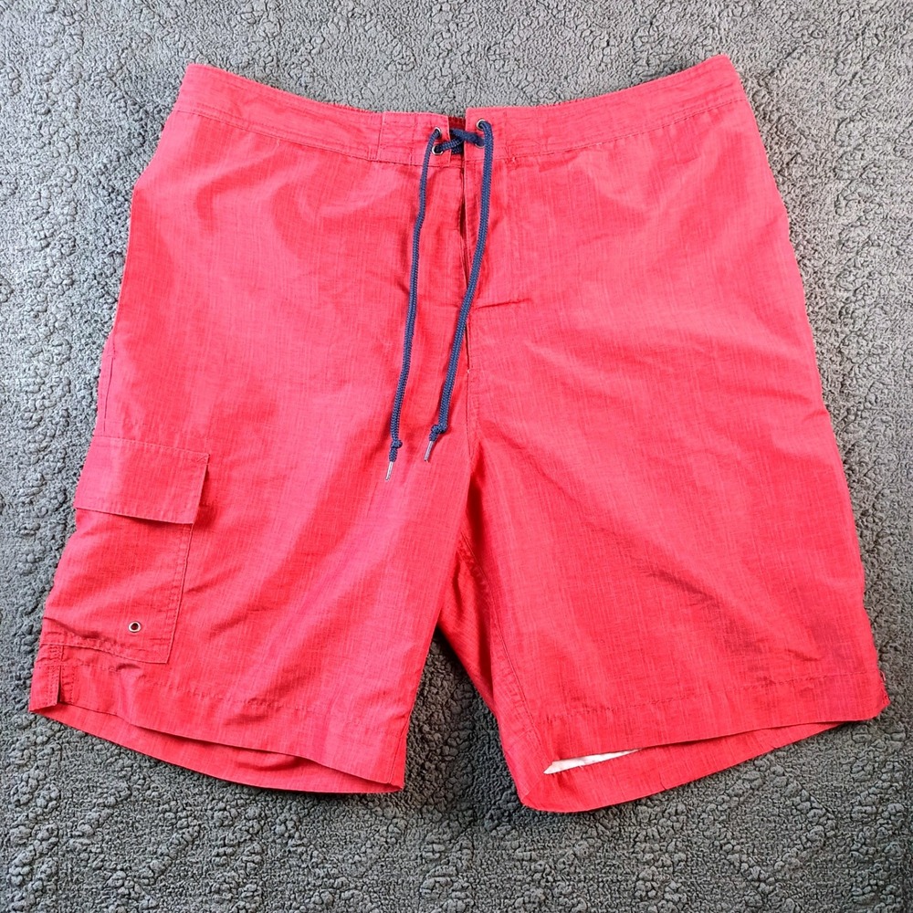 Chaps Men's Size Large Red Board Shorts Swim Trunks Cargo Pocket Mesh Lined